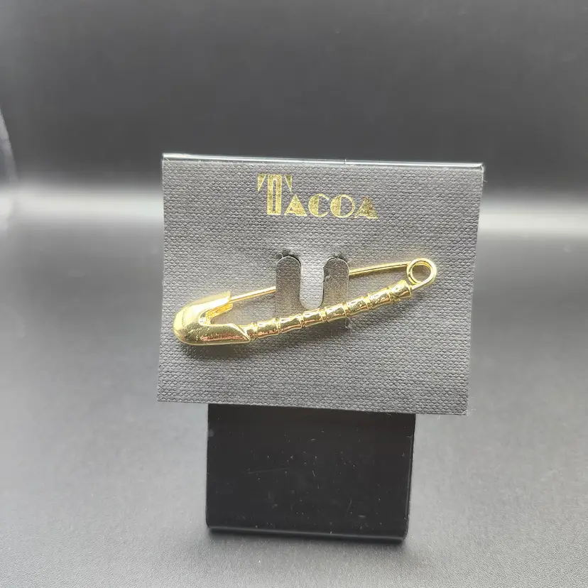 Golden Safety Pin Brooch NOS
