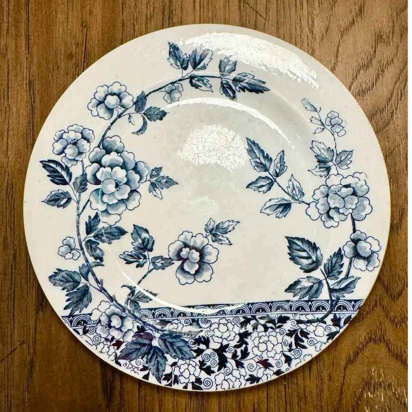 😻 Antique J.F. Wileman Foley “Albert” Blue Transferware Plate Staffordshire England 8.5”