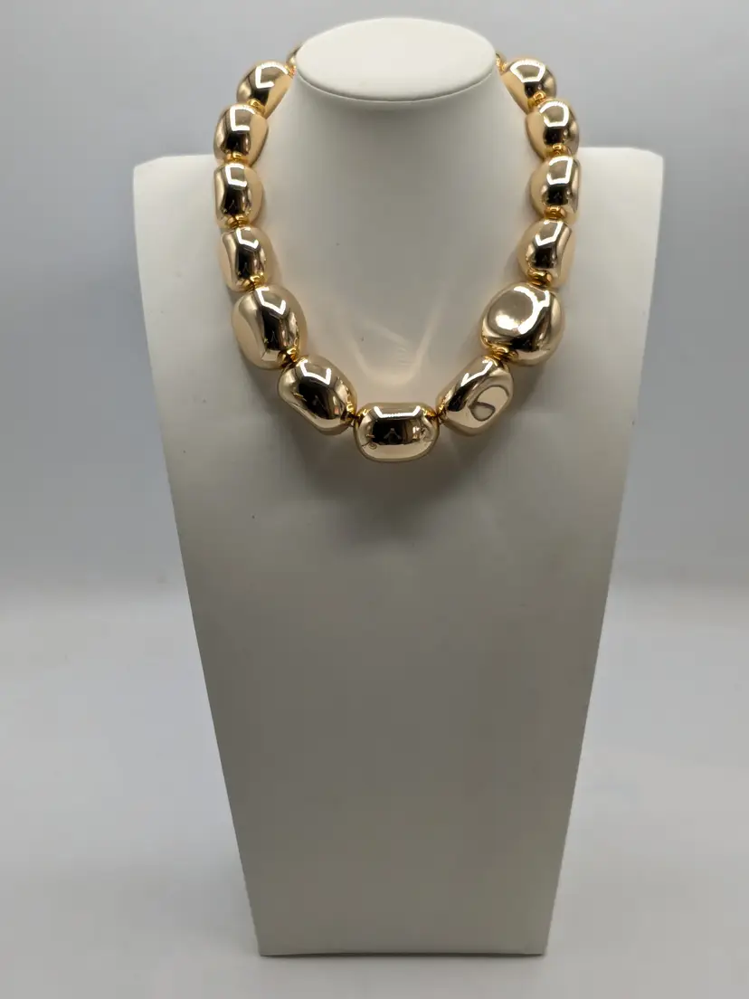 Nordstrom Open Edit Chunky Gold Tone Bead Colar Necklace NWT