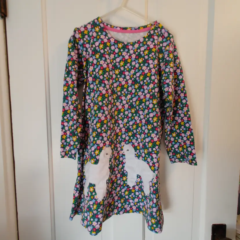 Kids- Brand: Unknown. Size 6T. Llama dress. Material- 100% cotton. No callouts.