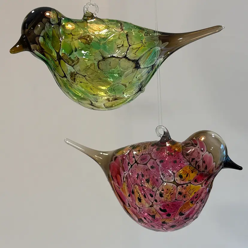 Colorful Glass Bird Ornaments