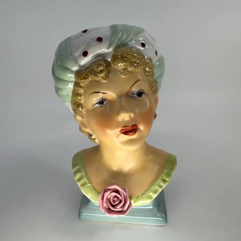 Turban Lady Head Vase Hand Painted Japan UCAGCO Woman Headvase