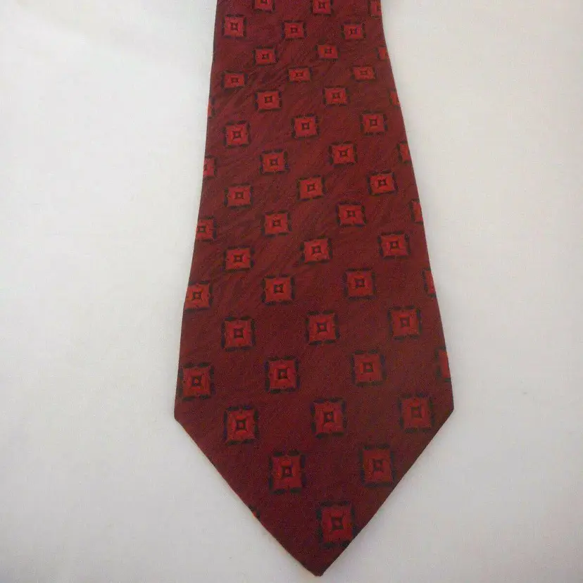 Vintage Wembley Geometric Retro Red Black Men's tie necktie