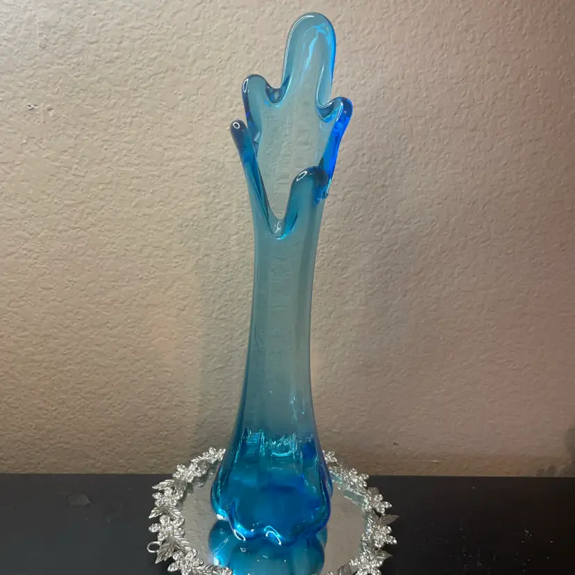 MCM Viking Bluenique 5 Finger 14” Tall Swung Vase