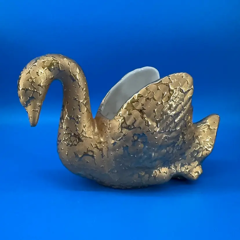 1950s Weeping Gold Swan Planter