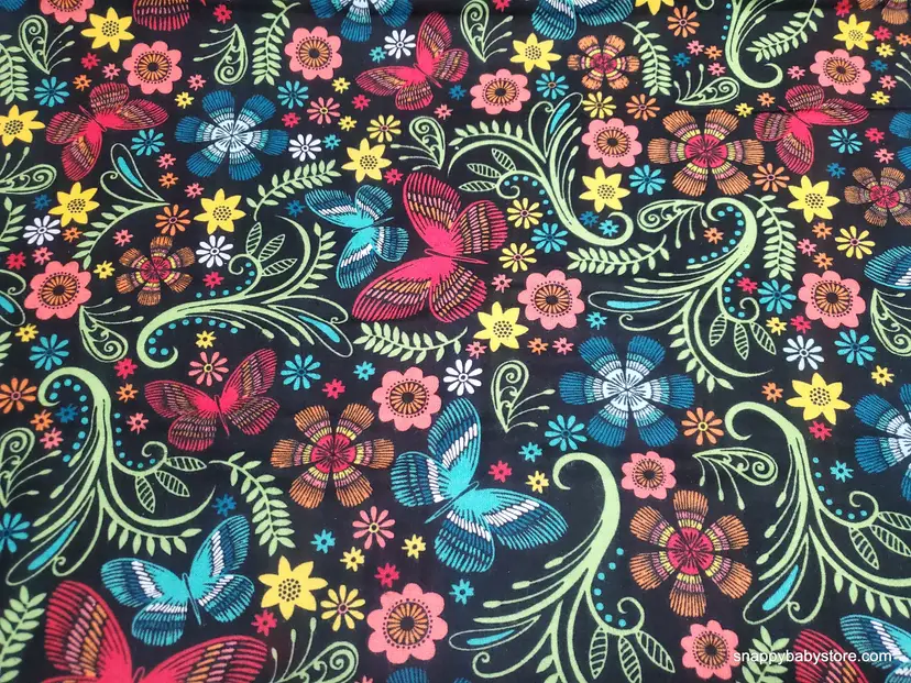 Fall Butterfly Flannel Fabric Remnant - 100% Cotton - Choose Size - Soft Craft & Quilting Fabric