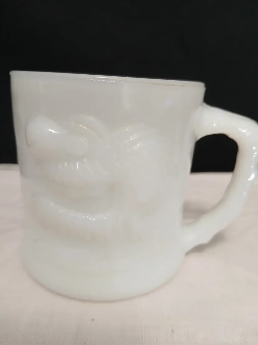 Vintage Anchor Hocking Fire-King Milk Glass Johnny Hart BC Comics GROG Cup