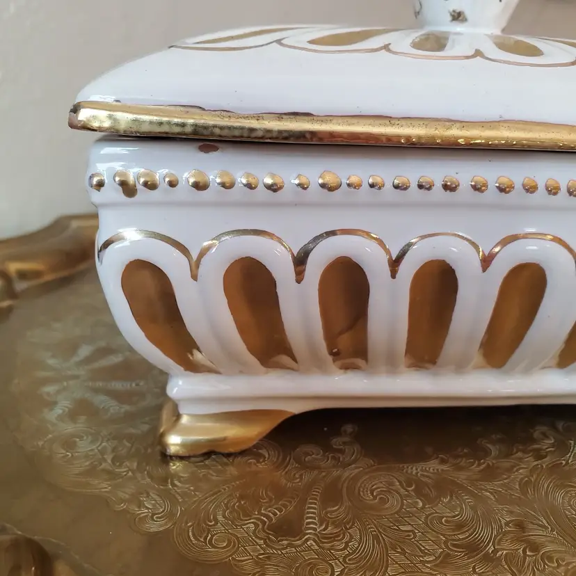 50’s Ugo Zaccagnini Italian Pottery Trinket Box with Lid—as is