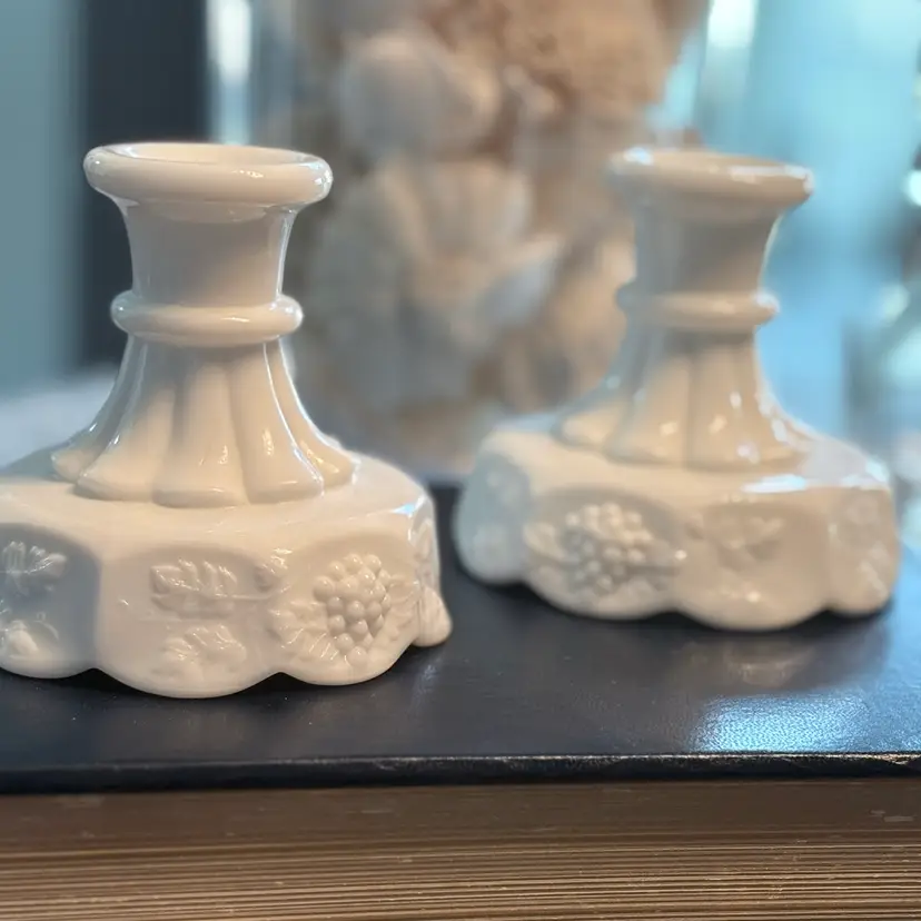 Mid-century Westmoreland Milk Glass Candle Holders