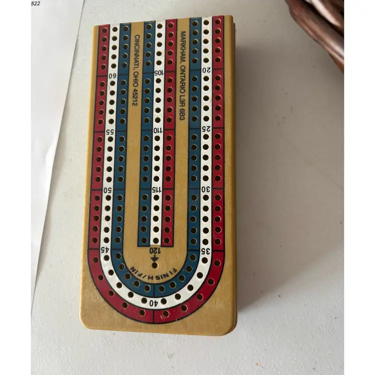 BICYCLE FOLDING CRIBBAGE BOARD 12” 3 TRACK WITH PEGS