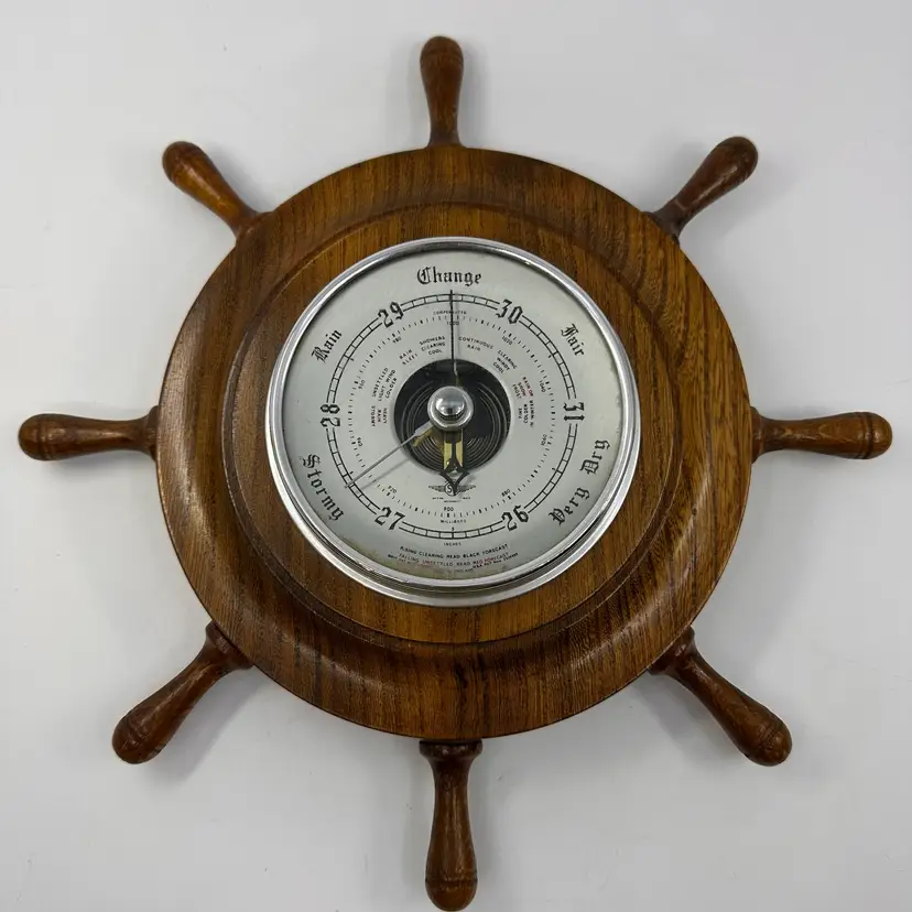 Vintage Ship Wheel Barometer Made In England/ Have Not Tested