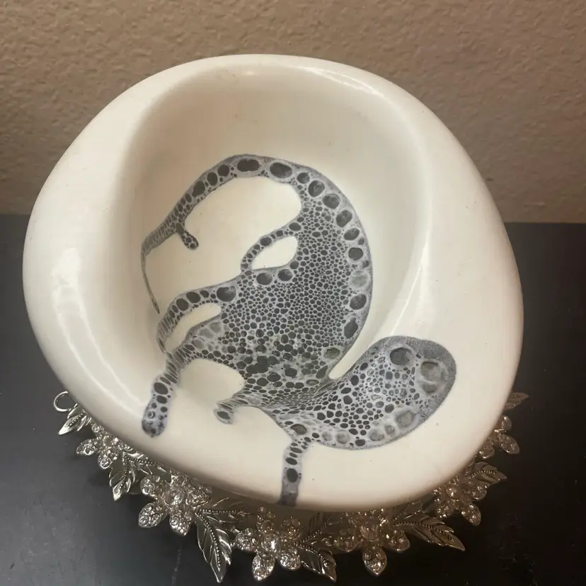 RARE EXQUISITE Artist Signed Art Studio Lapid 8" Glazed Ceramic Bowl Made In Israel