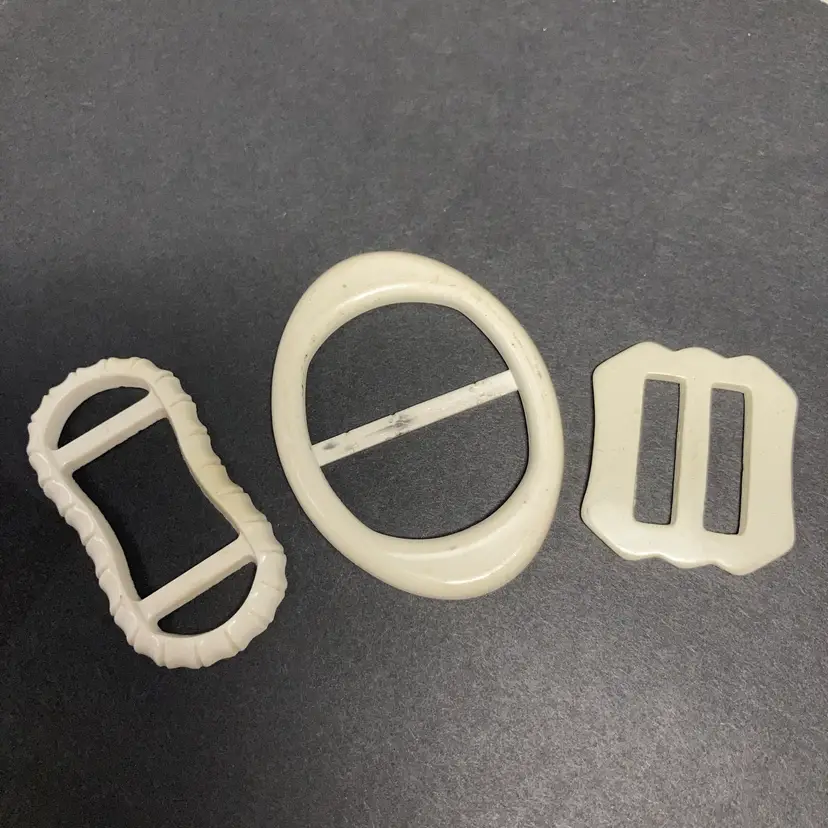 3 Vintage White/Off White Buckles! Need Cleaned!