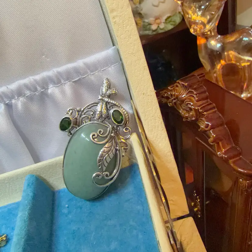 Jade And Peridot Pendent With Dragonfly