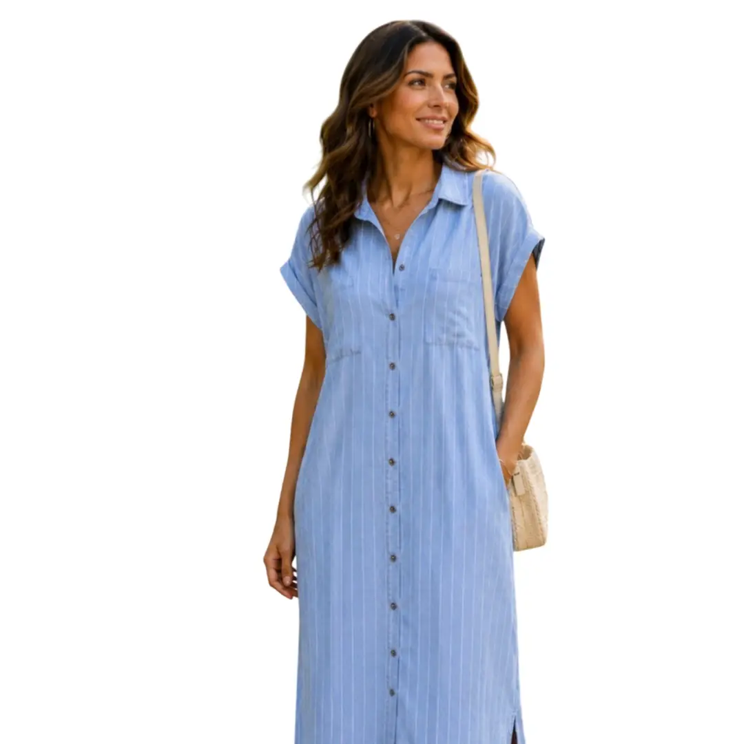 Standard Grace Blue Striped Shirt Dress Size L