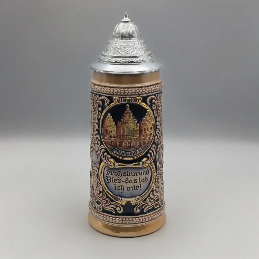 Vtg Gerzit Beer Stein 3D Relief of Famous Cities and Landmarks in Germany