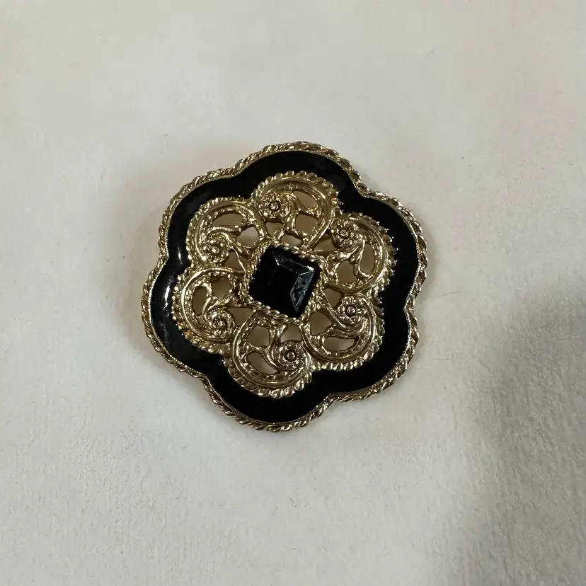 Black Enamel Brooch