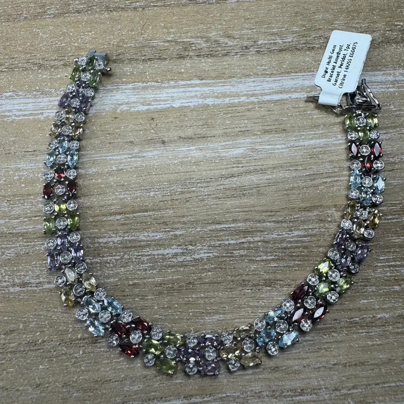AMAZING Multi Gem Stone Bracelet Fits 7” Wrist
