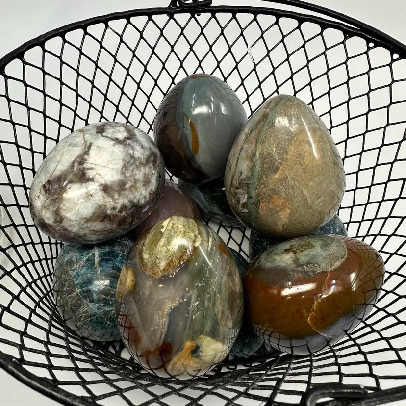 Choice/1 Lg Ocean Jasper Egg Multicolor Natural Crystal Polished Stone