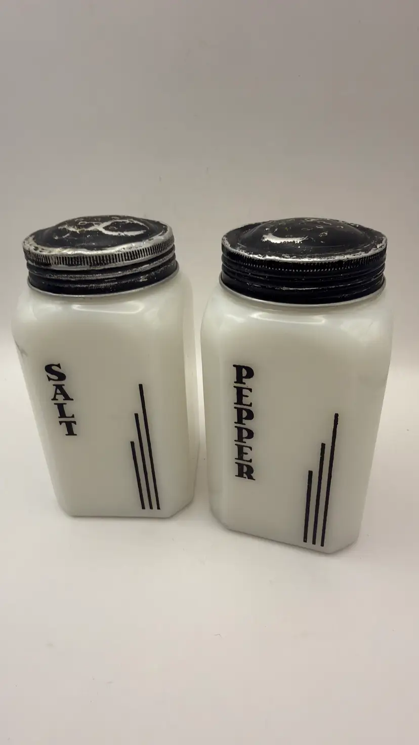McKee White Milk Glass Range Salt & Pepper Shakers