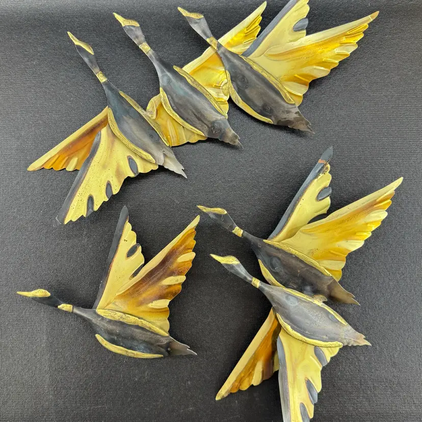 Vintage MCM Wall Art Flying Geese Wall Decor Set of 3 Mid Century Metal Geese