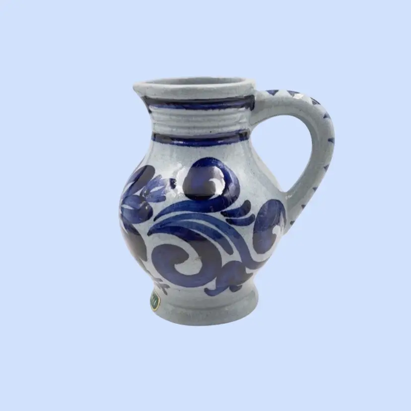 #254- Vintage Pottery Creamer Pitcher 
Salt Glaze Jug Vase Handmade Germany