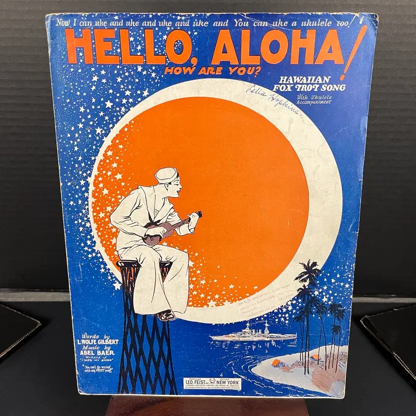 "Hello, Aloha! How Are You?" Hawaiian Fox Trot 1926 Antique Ukulele Sheet Music Honolulu, Hawaii