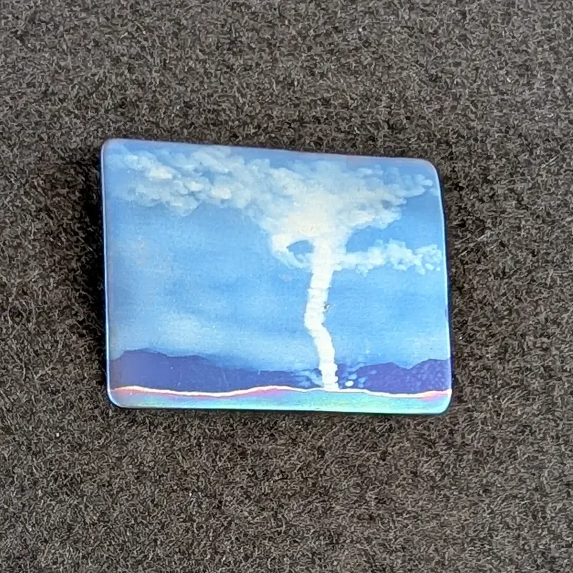 Vintage Erupting Geyser Landscape Brooch Anodized Metal Iridescent Artisan Made