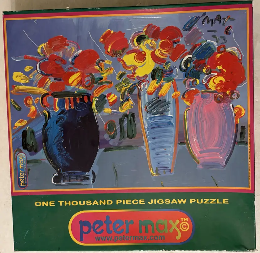 Peter Max Three Vases Flowers 1999 Ceaco Vintage 1000 Piece Puzzle New