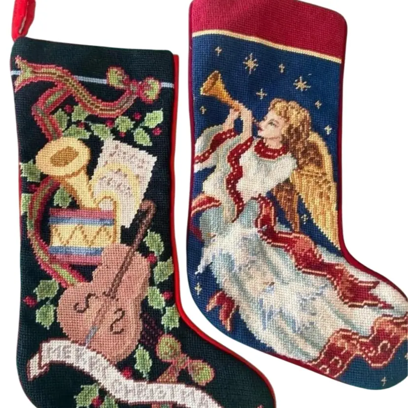 Needlepoint Imperial Elegance Stocking Pair 17” Long