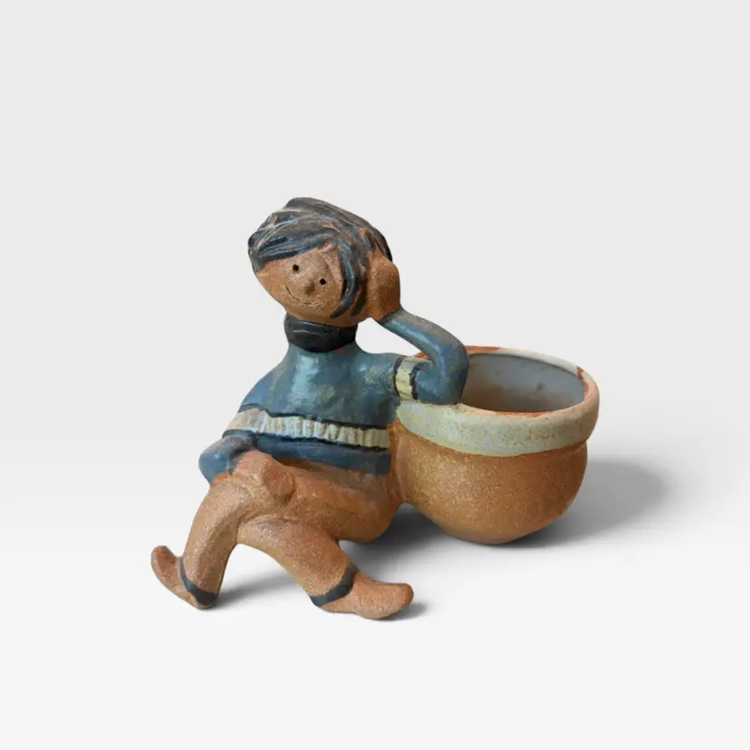 Metlox Mike Poppet Stoneware Boy Figurine Plant Holder