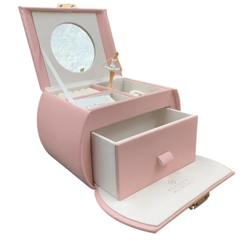 Vlando musical Jewelry Box With Spinning Ballerina, Barely Pink/Semicircle