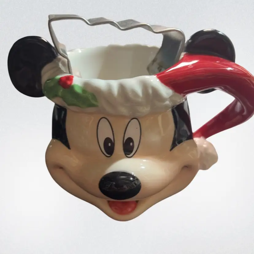 Disney Parks Mickey Mouse Mug With Small Metal Christmas Tree Cookie Cutter