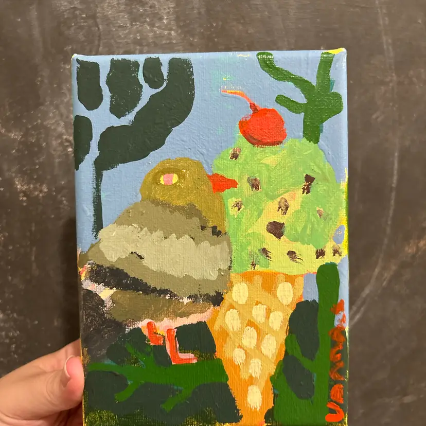 Conehead- Acrylic On Canvas 5”x7”