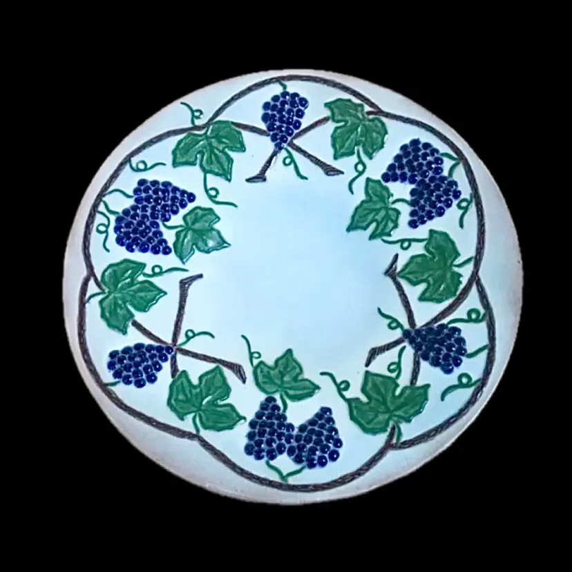 Vintage Handmade Embossed Grape Decorative Plate MCM Mid Century Modern Tuscan