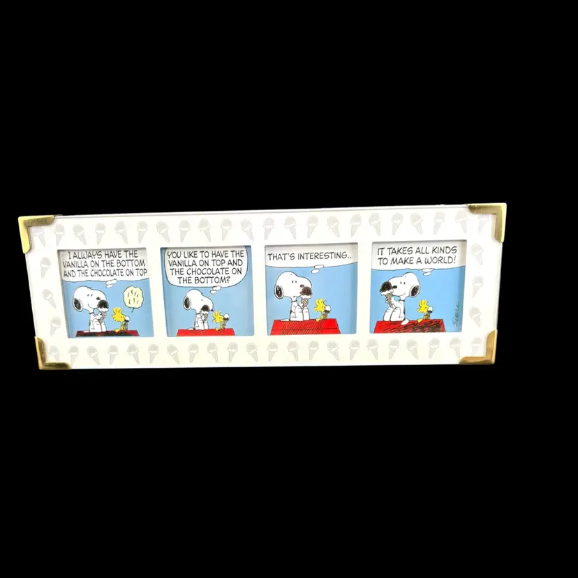 Vintage Peanuts Gallery Comic Framed Strip For Hallmark 2000 9” Long x 3” Tall
