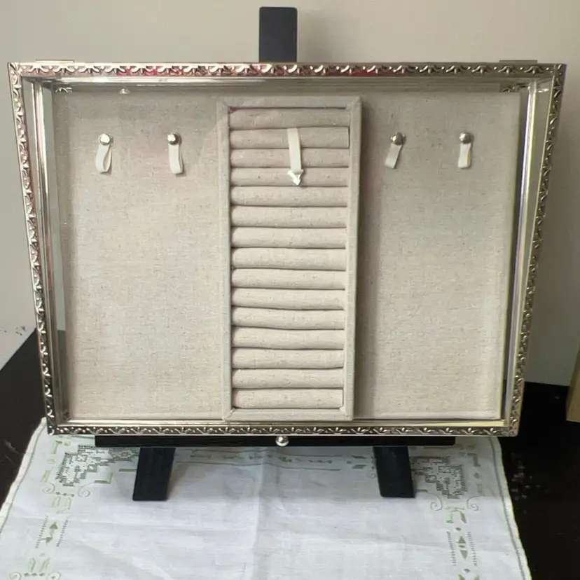 Pottery Barn Silver Tone Glass Jewelry Box 13x9.5