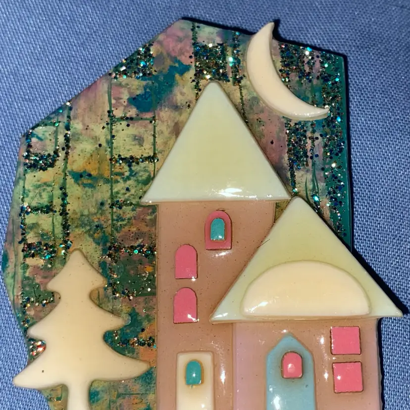 #3 Lucinda Pin Brooch House With moon