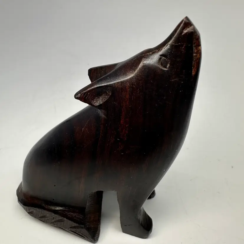 Vintage Hand Carved Ironwood Howling Coyote Wolf