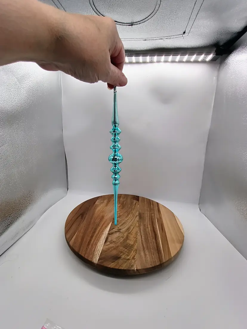 Electric Blue Glass Finial Style Icicle Ornament