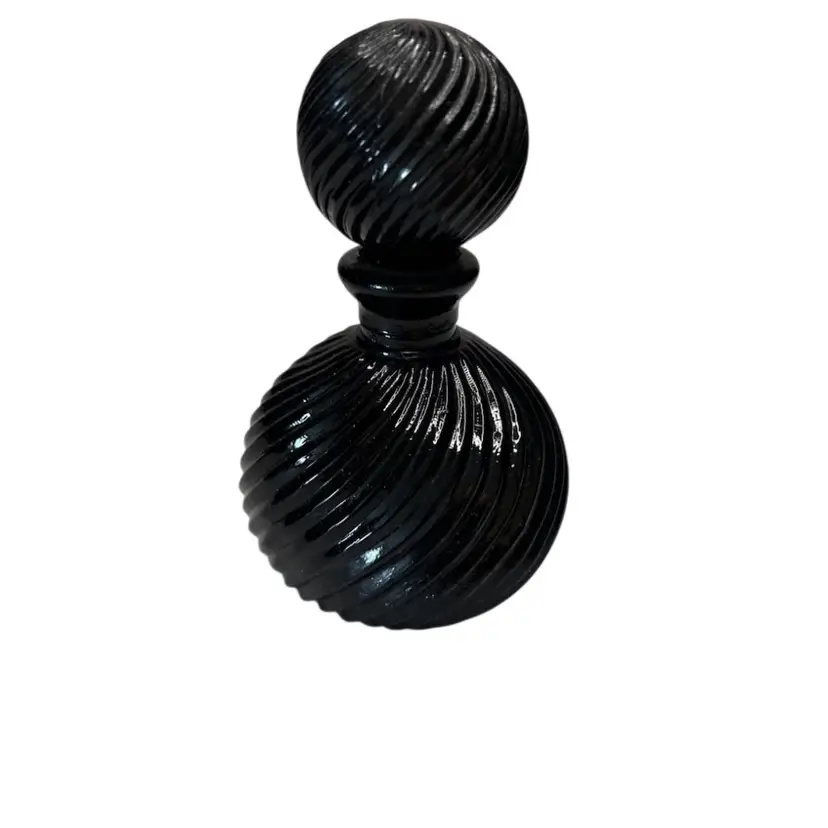 Black Amethyst Swirl Perfume Bottle With Stopper 4” Tall