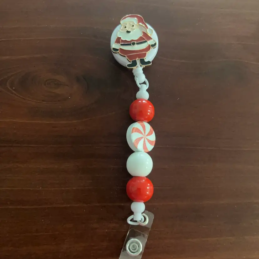 Retractable Badge Holder With Santa - Measures Approximately 6” To The Tag