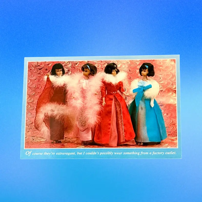 Vintage American Postcard Co Nostalgic Barbie #5006 lOf Course They’re Extravagant” DB Continental Postcard (1996 Repro), Unused