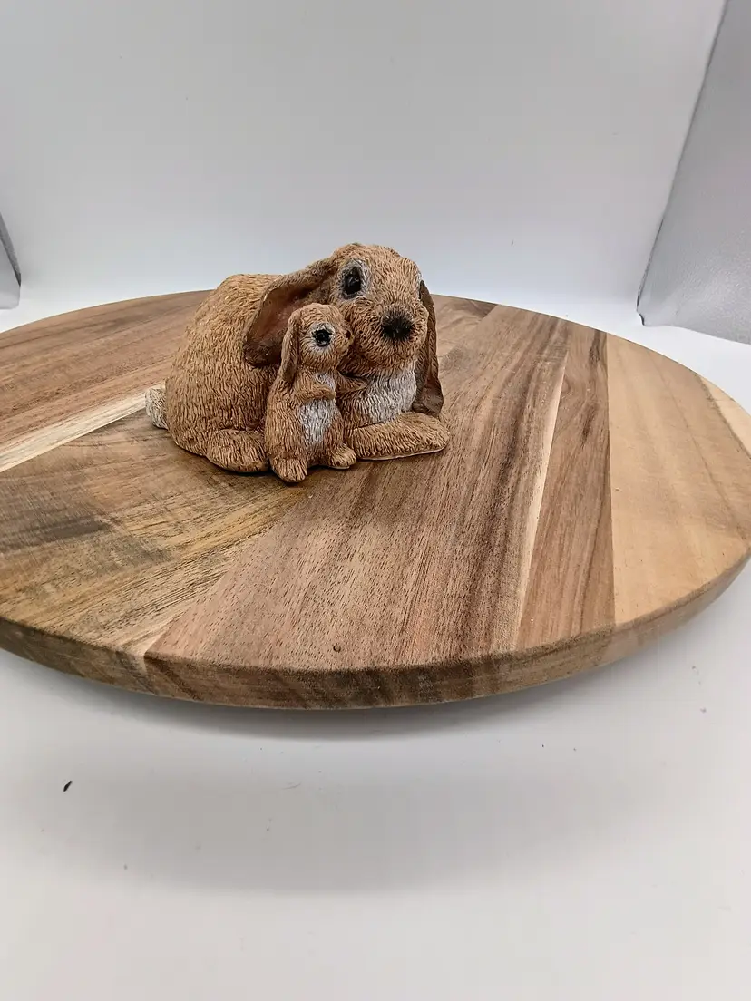 Vintage Stone Critters Brown Lop Earred Rabbit Bunny w/ Baby SC-523