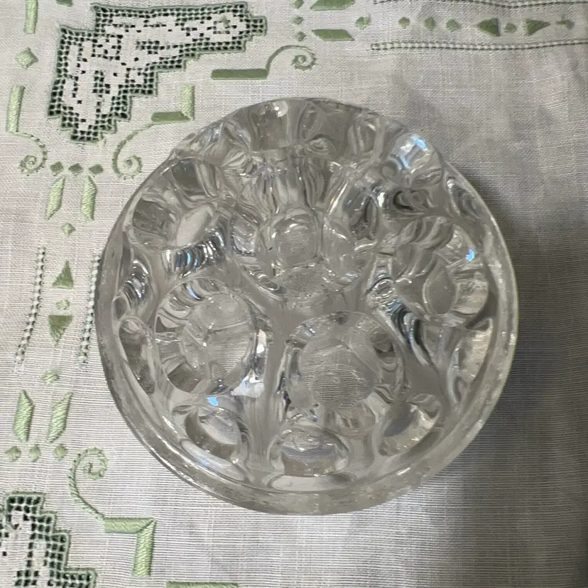 Vintage VMC Reims France Large 19 Hole Clear Flower Frog 4” x 2”