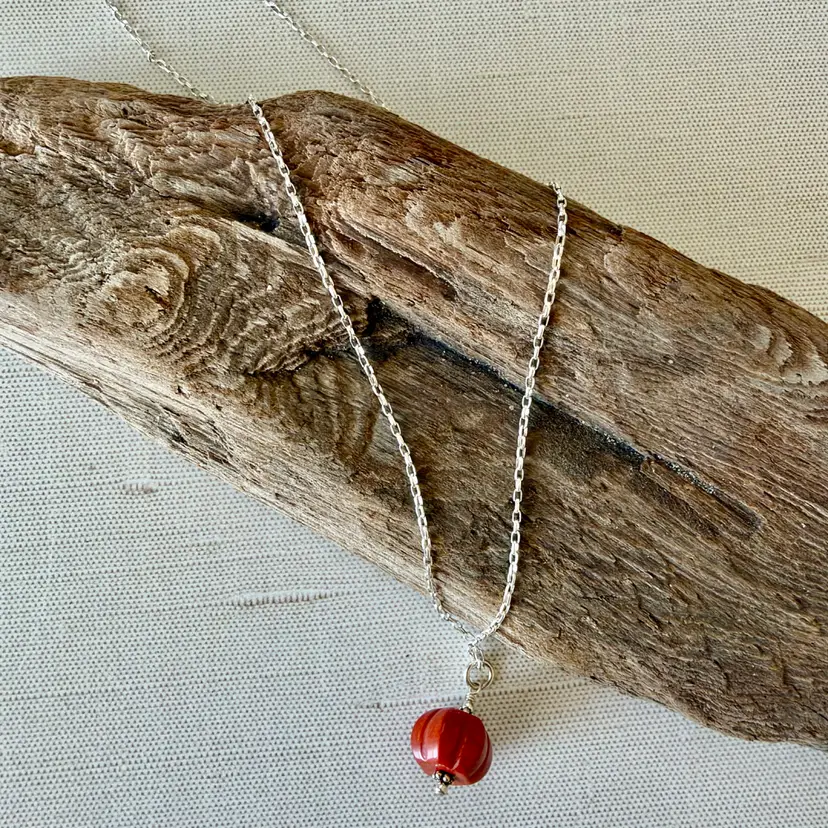 Sterling Silver Chain With Pumpkin Pendant