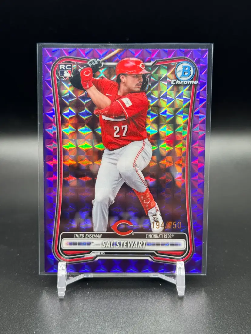 Sal Stewart 2026 Bowman Chrome Purple Geometric Refractor Rookie Card /250