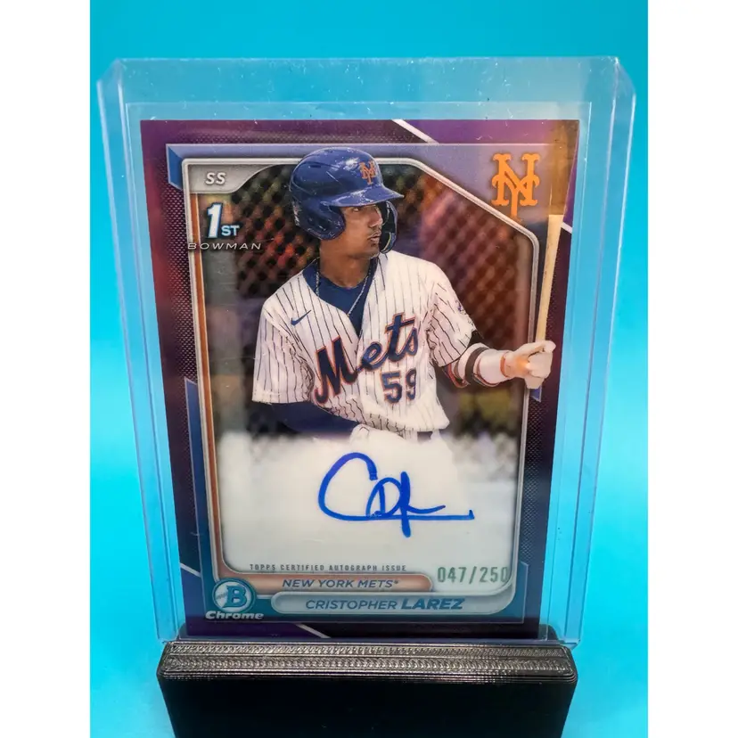 Christopher Larez 1st Bowman Chrome Purple Refractor Auto /250 New York Mets