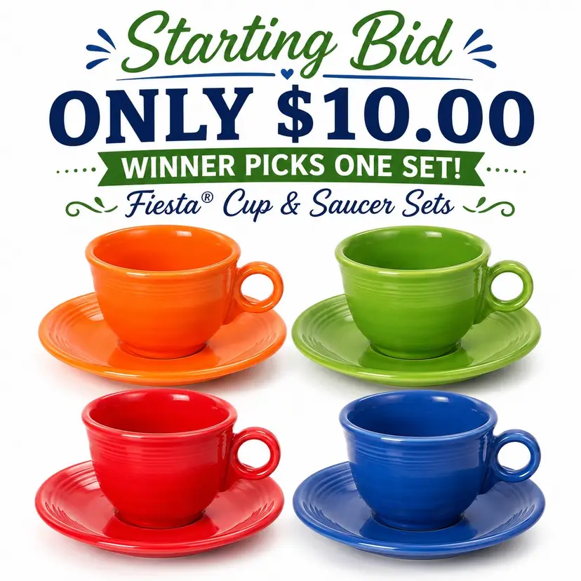 Fiesta® Cup & Saucer Set – Winner Picks ONE Set! Made in USA