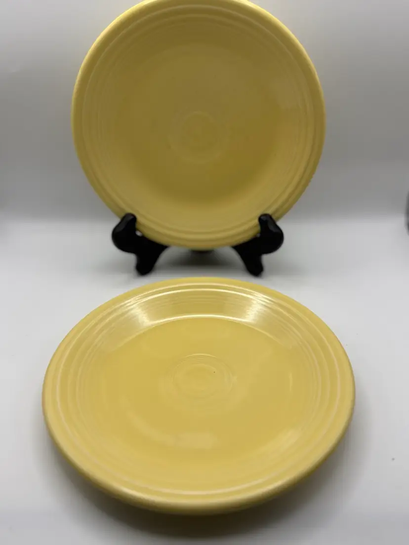Set Of Two Pale Yellow Fiesta Ware Luncheon Or Salad Plates 1999; 7”